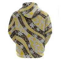 Rearea Tahiti Tiare Monstera Zip Hoodie Polynesian Pattern Curve Style - Polynesian Pride