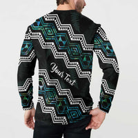Personalised Taniko Aotearoa Mix Paua Shell Button Sweatshirt Niho Taniwha Turquoise Glitter LT01 - Polynesian Pride