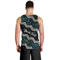Personalised Taniko Aotearoa Mix Paua Shell Men Tank Top Niho Taniwha Turquoise Glitter
