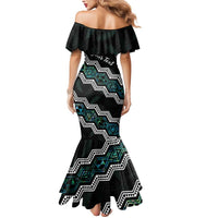 Personalised Taniko Aotearoa Mix Paua Shell Mermaid Dress Niho Taniwha Turquoise Glitter LT01 - Polynesian Pride