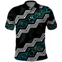 Personalised Taniko Aotearoa Mix Paua Shell Polo Shirt Niho Taniwha Turquoise Glitter