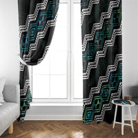 Personalised Taniko Aotearoa Mix Paua Shell Window Curtain Niho Taniwha Turquoise Glitter