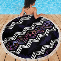 Personalised Taniko Aotearoa Mix Paua Shell Beach Blanket Niho Taniwha Lilac Glitter