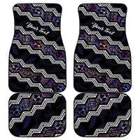 Personalised Taniko Aotearoa Mix Paua Shell Car Mats Niho Taniwha Lilac Glitter