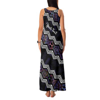 Personalised Taniko Aotearoa Mix Paua Shell Family Matching Tank Maxi Dress and Hawaiian Shirt Niho Taniwha Lilac Glitter