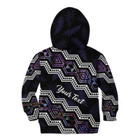 Personalised Taniko Aotearoa Mix Paua Shell Kid Hoodie Niho Taniwha Lilac Glitter