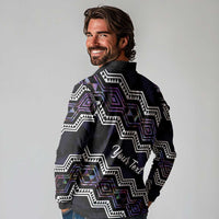 Personalised Taniko Aotearoa Mix Paua Shell Long Sleeve Polo Shirt Niho Taniwha Lilac Glitter LT01 - Polynesian Pride