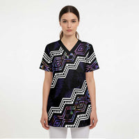 Personalised Taniko Aotearoa Mix Paua Shell Scrub Top Niho Taniwha Lilac Glitter - Polynesian Pride