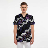 Personalised Taniko Aotearoa Mix Paua Shell Scrub Top Niho Taniwha Lilac Glitter - Polynesian Pride