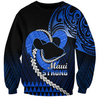 Personalised Hawaii Sweatshirt Maui Be Strong Kakau Blue Version LT01 Unisex Blue - Polynesian Pride