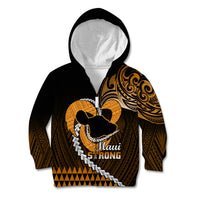 Personalised Hawaii Kid Hoodie Maui Be Strong Kakau Gold Version LT01 Zip Hoodie Gold - Polynesian Pride