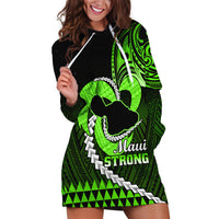 Personalised Hawaii Hoodie Dress Maui Be Strong Kakau Green Version LT01 Green - Polynesian Pride
