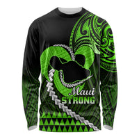Personalised Hawaii Long Sleeve Shirt Maui Be Strong Kakau Green Version LT01