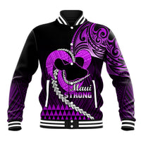 Personalised Hawaii Baseball Jacket Maui Be Strong Kakau Purple Version LT01 Unisex Purple - Polynesian Pride