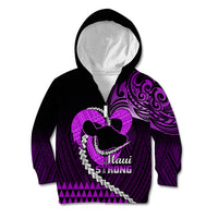 Personalised Hawaii Kid Hoodie Maui Be Strong Kakau Purple Version LT01 Zip Hoodie Purple - Polynesian Pride