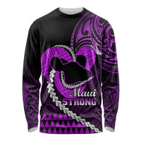 Personalised Hawaii Long Sleeve Shirt Maui Be Strong Kakau Purple Version LT01