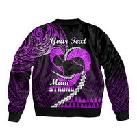 Personalised Hawaii Sleeve Zip Bomber Jacket Maui Be Strong Kakau Purple Version LT01 - Polynesian Pride