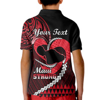 Personalised Hawaii Kid Polo Shirt Maui Be Strong Kakau Red Version LT01 - Polynesian Pride