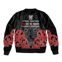 Toitu Te Tiriti 1840 Aotearoa Sleeve Zip Bomber Jacket Stand Together Stand Stronger LT01 - Polynesian Pride
