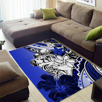 Polynesian Valentine Area Rug Couple Floral Unique Blue Version LT01 - Polynesian Pride