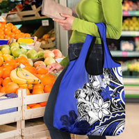 Polynesian Valentine Grocery Bag Couple Floral Unique Blue Version