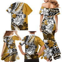 Polynesian Valentine Family Matching Mermaid Dress and Hawaiian Shirt Couple Floral Unique Gold Version LT01 - Polynesian Pride