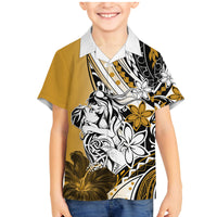 Polynesian Valentine Family Matching Mermaid Dress and Hawaiian Shirt Couple Floral Unique Gold Version LT01 Son's Shirt Gold - Polynesian Pride