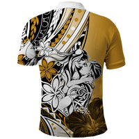 Polynesian Valentine Polo Shirt Couple Floral Unique Gold Version LT01 - Polynesian Pride