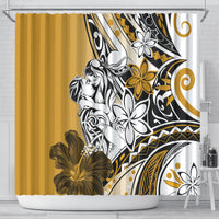 Polynesian Valentine Shower Curtain Couple Floral Unique Gold Version LT01 - Polynesian Pride