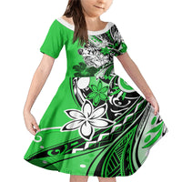 Polynesian Valentine Family Matching Mermaid Dress and Hawaiian Shirt Couple Floral Unique Green Version LT01 Daughter's Dress Green - Polynesian Pride