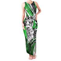 Polynesian Valentine Family Matching Tank Maxi Dress and Hawaiian Shirt Couple Floral Unique Green Version LT01 Mom's Dress Green - Polynesian Pride
