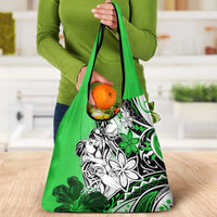 Polynesian Valentine Grocery Bag Couple Floral Unique Green Version