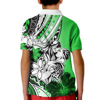 Polynesian Valentine Kid Polo Shirt Couple Floral Unique Green Version LT01 - Polynesian Pride