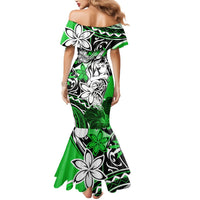 Polynesian Valentine Mermaid Dress Couple Floral Unique Green Version LT01 - Polynesian Pride
