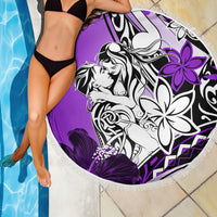 Polynesian Valentine Beach Blanket Couple Floral Unique Purple Version LT01 - Polynesian Pride