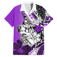 Polynesian Valentine Family Matching Long Sleeve Bodycon Dress and Hawaiian Shirt Couple Floral Unique Purple Version LT01 Dad's Shirt - Short Sleeve Purple - Polynesian Pride