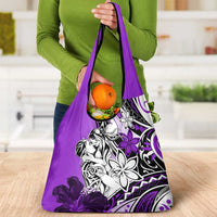 Polynesian Valentine Grocery Bag Couple Floral Unique Purple Version