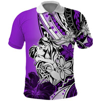 Polynesian Valentine Polo Shirt Couple Floral Unique Purple Version LT01 Purple - Polynesian Pride