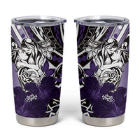 Polynesian Valentine Tumbler Cup Couple Floral Unique Purple Version