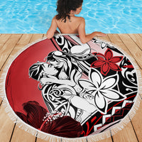 Polynesian Valentine Beach Blanket Couple Floral Unique Red Version LT01 - Polynesian Pride
