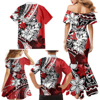 Polynesian Valentine Family Matching Mermaid Dress and Hawaiian Shirt Couple Floral Unique Red Version LT01 - Polynesian Pride