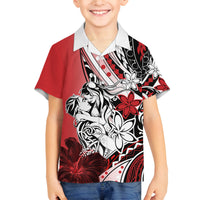 Polynesian Valentine Family Matching Off Shoulder Short Dress and Hawaiian Shirt Couple Floral Unique Red Version LT01 Son's Shirt Red - Polynesian Pride