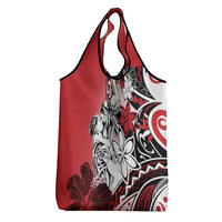 Polynesian Valentine Grocery Bag Couple Floral Unique Red Version