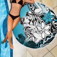 Polynesian Valentine Beach Blanket Couple Floral Unique Sky Blue Version LT01 - Polynesian Pride