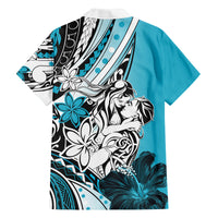 Polynesian Valentine Family Matching Tank Maxi Dress and Hawaiian Shirt Couple Floral Unique Sky Blue Version LT01 - Polynesian Pride