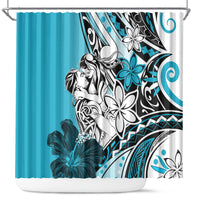 Polynesian Valentine Shower Curtain Couple Floral Unique Sky Blue Version LT01 Sky - Polynesian Pride