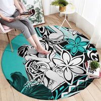 Polynesian Valentine Round Carpet Couple Floral Unique Turquoise Version LT01 - Polynesian Pride