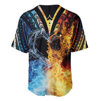 Personalised Polynesian Heart In Fire And Water Baseball Jersey Romantic Elements
