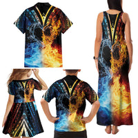 Personalised Polynesian Heart In Fire And Water Family Matching Tank Maxi Dress and Hawaiian Shirt Romantic Elements