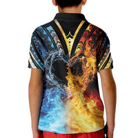Personalised Polynesian Heart In Fire And Water Kid Polo Shirt Romantic Elements